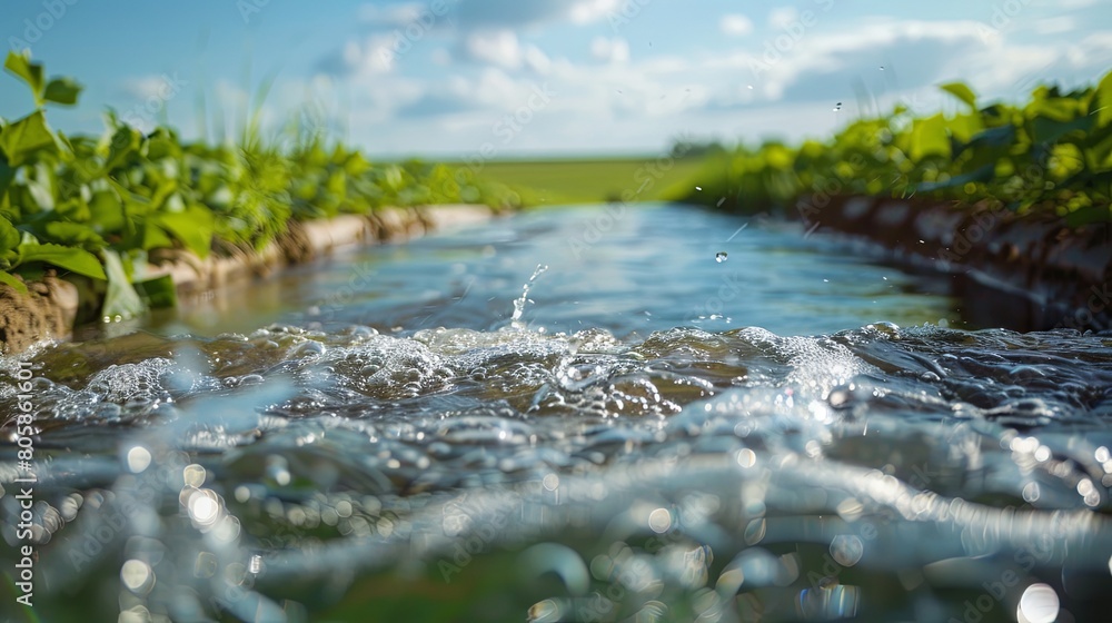 Fototapeta premium Serene water stream in lush greenery