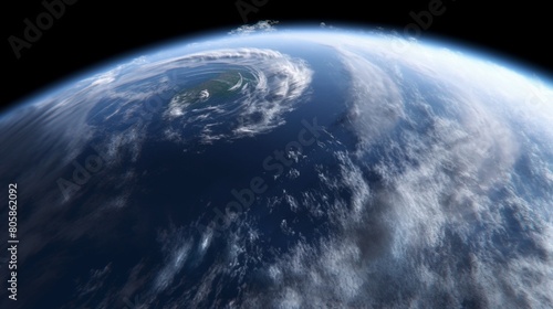 Earth enveloped in a storm  3D model with dynamic rain effects and swirling clouds over oceans  emphasizing climate concepts