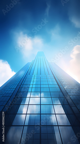 Blue sky background with glass building