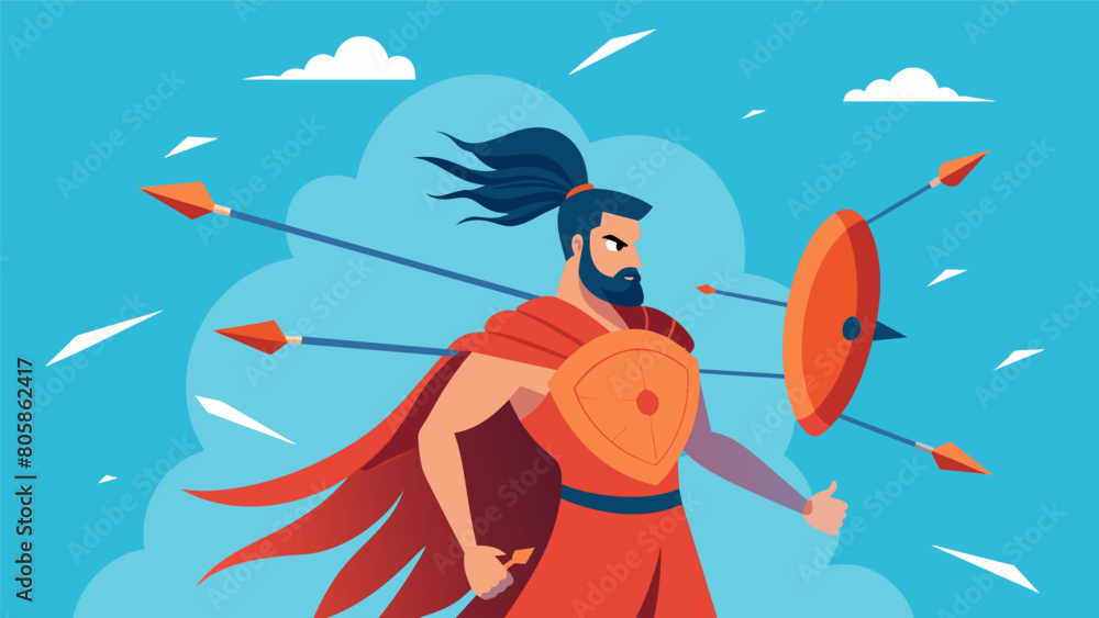 Stoic Guard As arrows flew towards him the stoic warrior calmly deflected them with ...