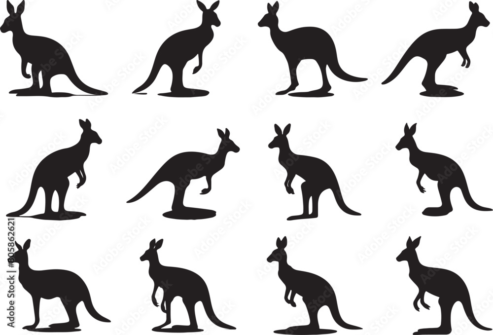 kangaroo Silhouette Vector Illustration kangaroo Silhouette Vector Illustration