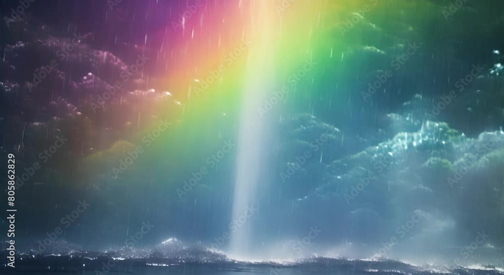 heavy rain accompanied by rainbows and black clouds. extreme weather heavy rain accompanied by rainbows and black clouds. extreme weather