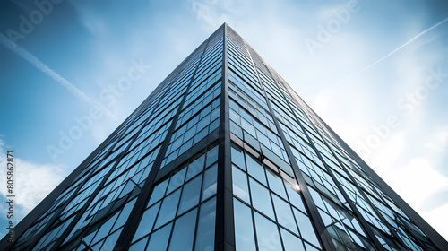 Blue sky background with glass building