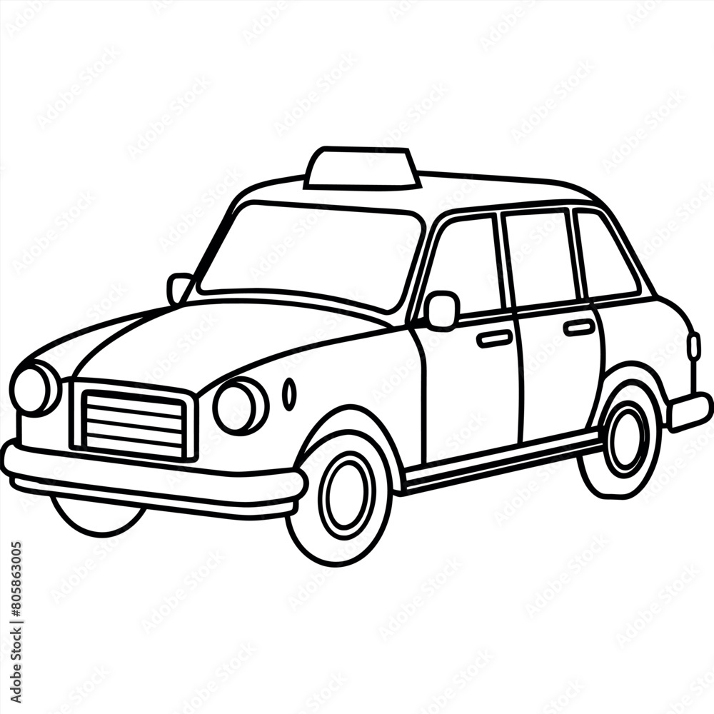 Taxi outline coloring book page line art illustration digital drawing Taxi outline coloring book page line art illustration digital drawing