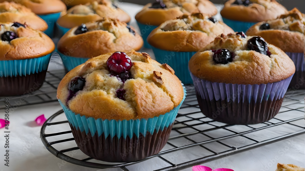 Pretty decorated muffins, AI generated Pretty decorated muffins, AI generated