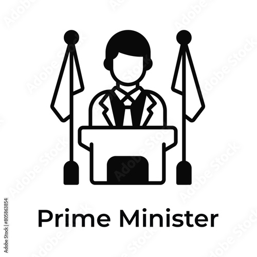 Visually appealing icon of prime minister in trendy style, ready for premium use