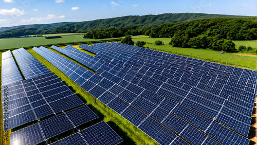 Solar panels under the sun, AI generated