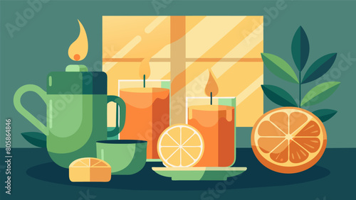 The scent of freshly brewed peppermint tea and the subtle aroma of citrus candles merging in the air creating an uplifting and rejuvenating.