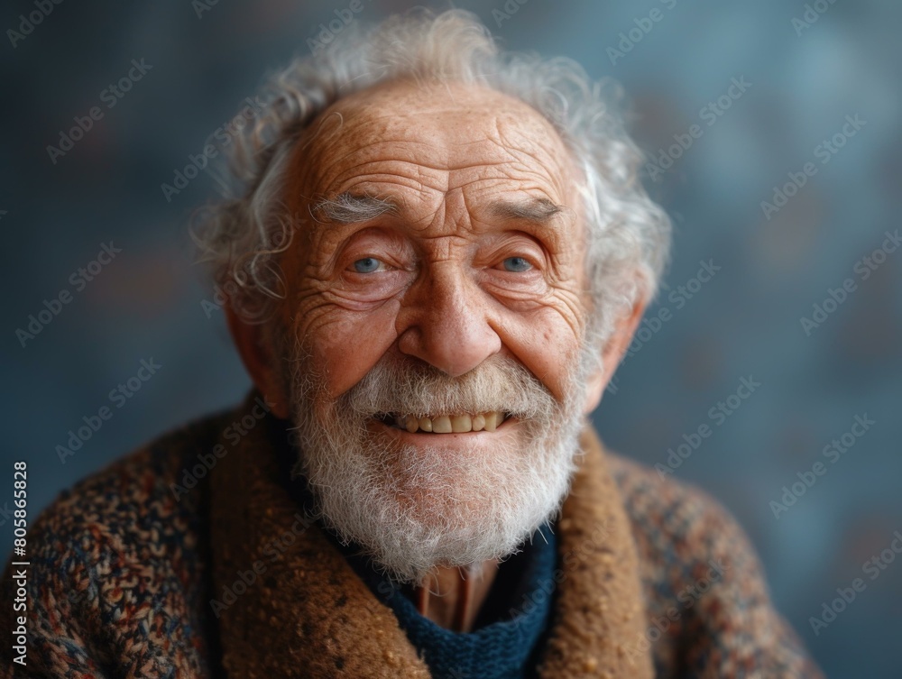 An old man with a beard and a smile. Generative AI. An old man with a beard and a smile. Generative AI.