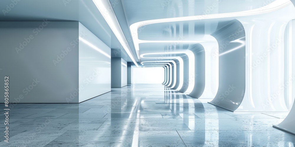 Fototapeta premium Clean White Hallway With Abstract Wall Design