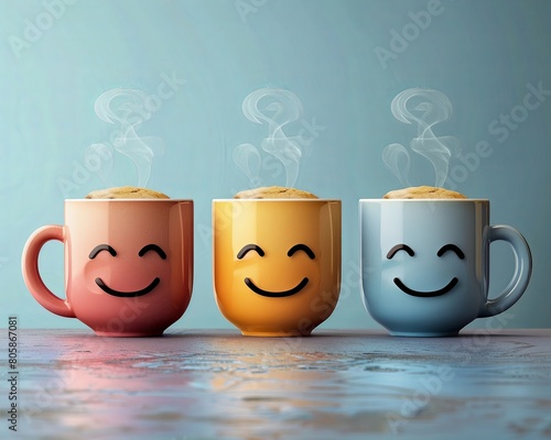 Virtual coffee breaks, informal chats, screenshared smiles, refreshing morning pause , highresolution