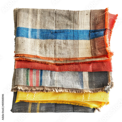 Boro textiles, transparent background, isolated image, generative AI photo