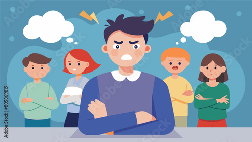 A teenager struggling with anger issues attends anger management classes gradually learning to communicate and cope with their emotions.. Vector illustration