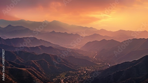 A mountain range at sunset. AIG51A.
