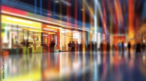 Blurred image of people walking in the shopping mall. Shallow depth of field.