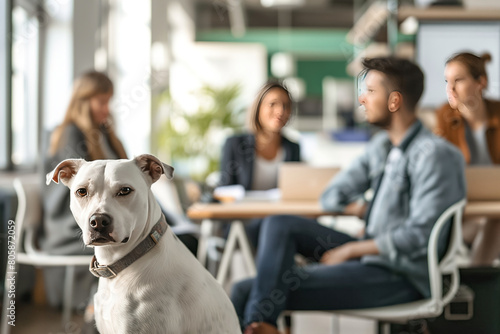 A pet dog in a business environment photo