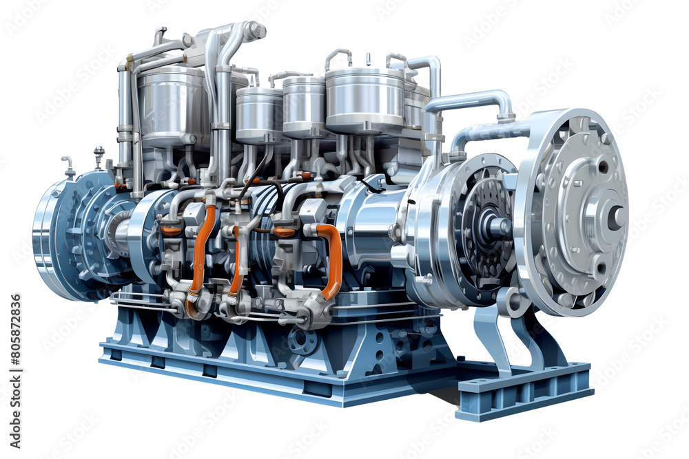 large diesel engine. made of metal and has many different parts, including pistons, cylinders, and valves., transparent background large diesel engine. made of metal and has many different parts, including pistons, cylinders, and valves., transparent background