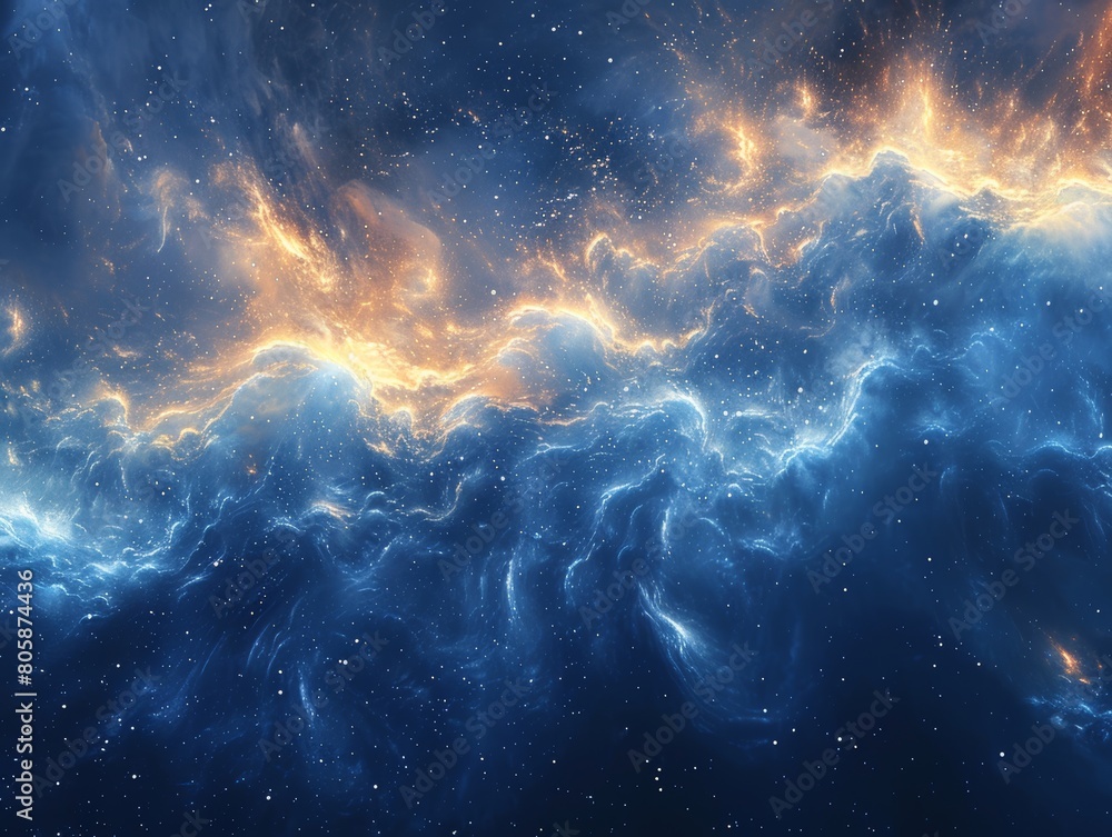 Fototapeta premium gold and blue galaxy