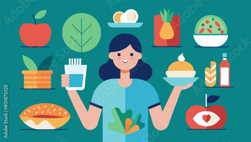 A series of posts showcasing different healthy meal options emphasizing the concept of fueling your body with nourishing food rather than restricting. Vector illustration