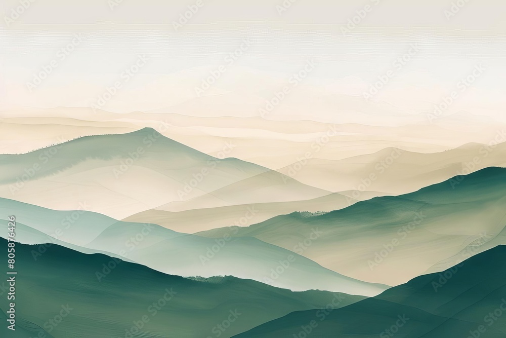 A serene gradient flow from sage green to dusty beige, representing a calm mountain landscape A serene gradient flow from sage green to dusty beige, representing a calm mountain landscape
