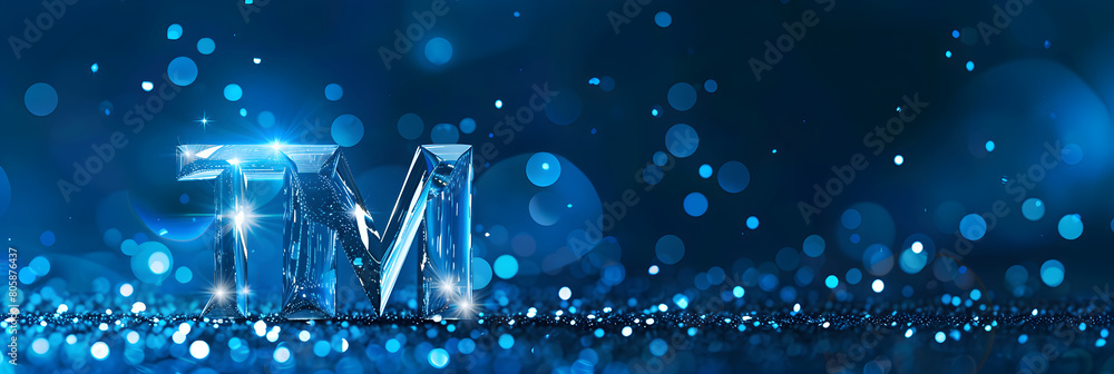 Shiny 3D Trademark (TM) Symbol Against Blue Background With Sparkling ...