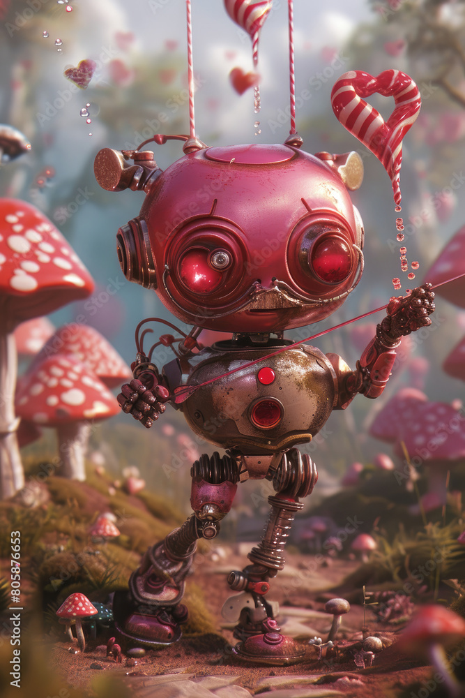 Robot Cupid in Mushroom Meadow