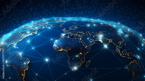 Abstract digital earth with global network and connectivity