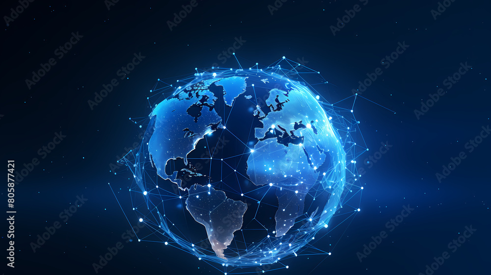 Abstract digital earth with global network and connectivity Abstract digital earth with global network and connectivity