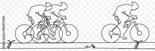 mountain bike in one continuous line drawing. Symbol of cyclist persistence in simple linear style. Editable stroke. Vector illustration