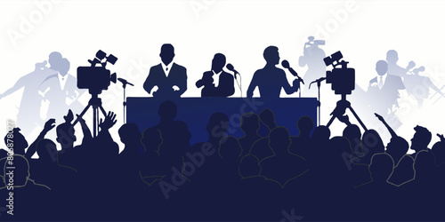 Vector illustration of a press conference.