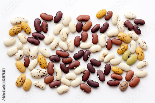 many beans on isolated white background