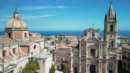 Bird's eye view of the city of Acireale, on the island of Sicily
