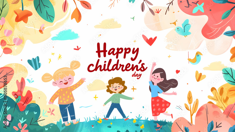 Happy children's day ,world children's day ,cartoon illustration,children's day concept background,Generative Ai Happy children's day ,world children's day ,cartoon illustration,children's day concept background,Generative Ai