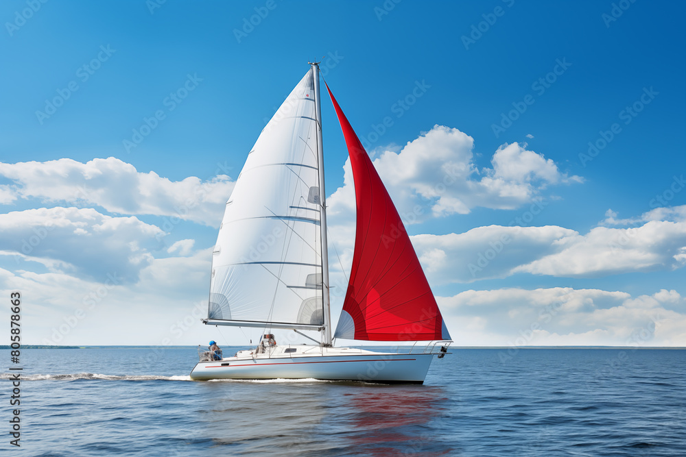Fototapeta premium nice sailboat in the sea sailing at outdoor