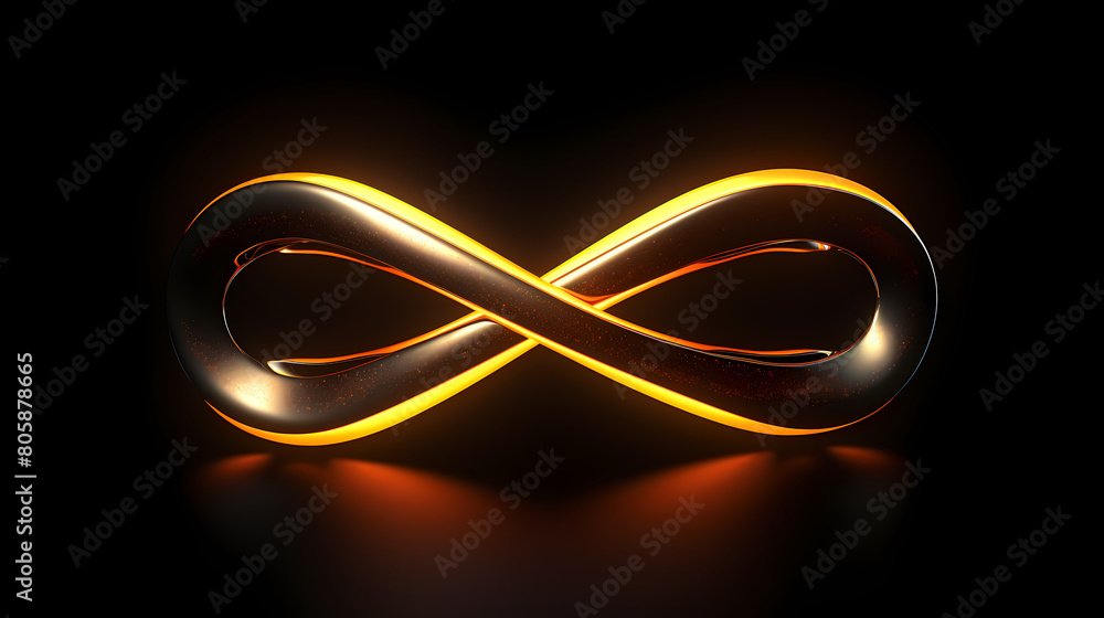 3D infinity symbol composed of orange glow 3D infinity symbol composed of orange glow