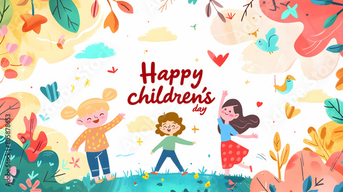 Happy children s day  world children s day  cartoon illustration children s day concept background Generative Ai