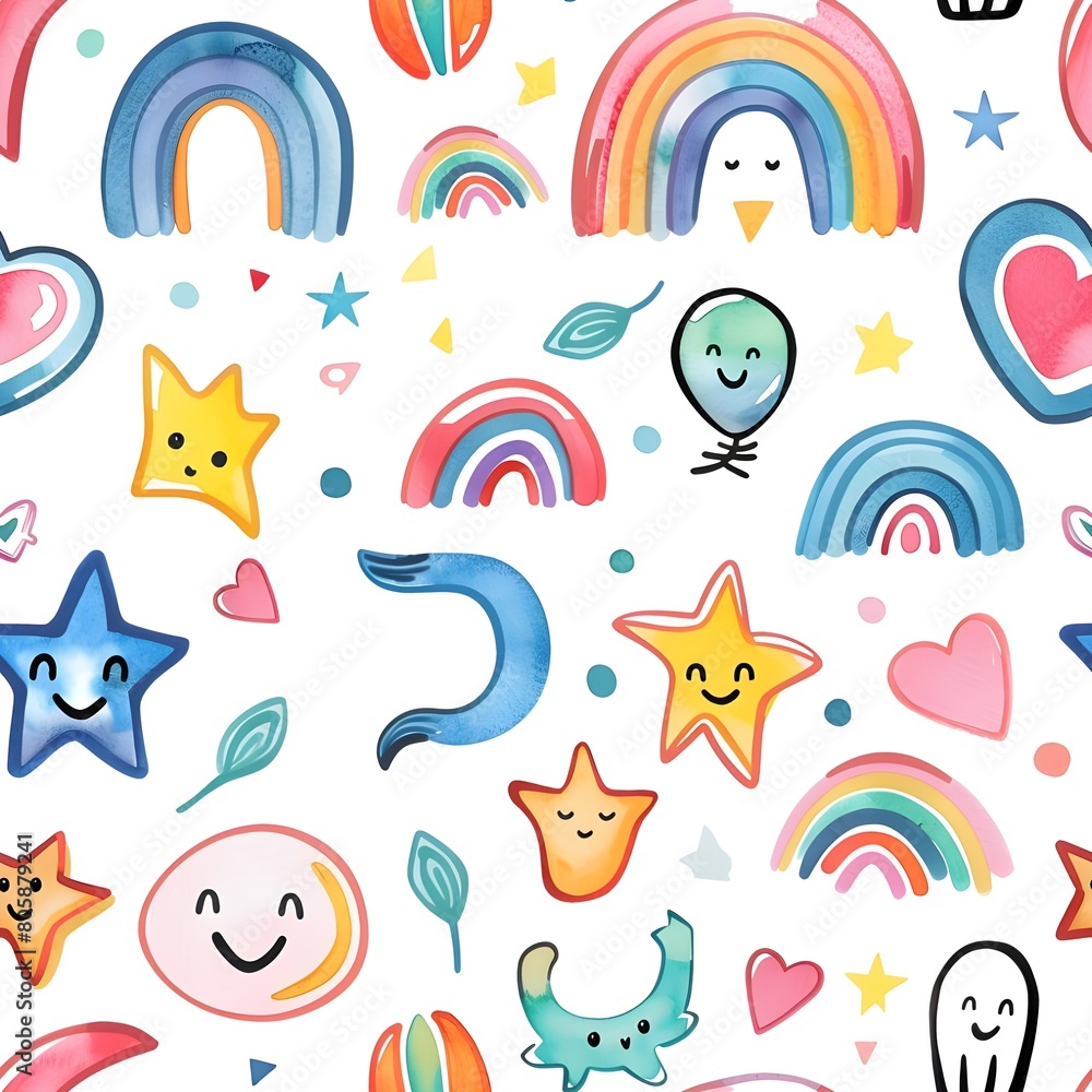 Fototapeta premium Child-friendly pattern white background tile seamless