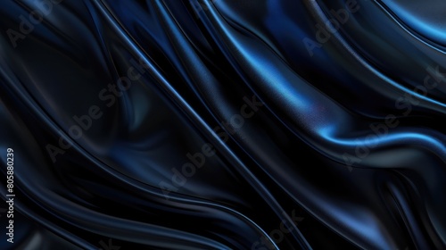 Black dark gray blue abstract elegant background ,Drapery, Curtain, Fabric material, Soft folds, Wave stripe line, Gradient, Empty space, Design ,Template, 