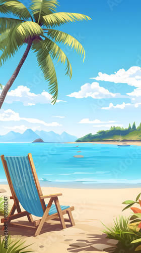 beachside delight, serene scene on a summer day