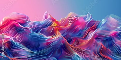Vibrant Waves of Color  Abstract Design Render for a Modern Backdrop