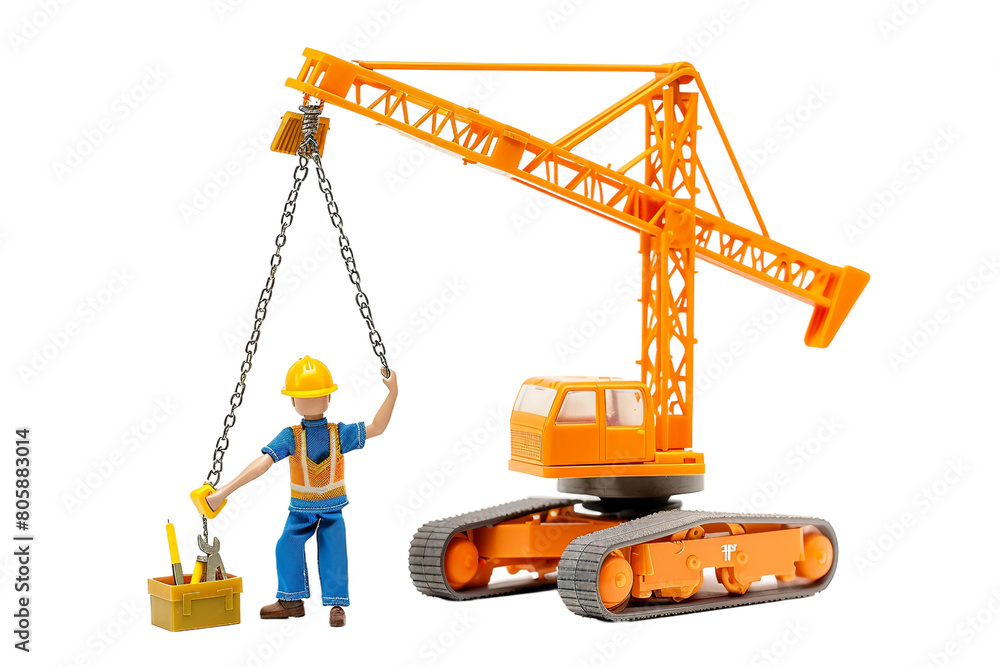 Tool Equipped Construction Doll Details on transparent background.