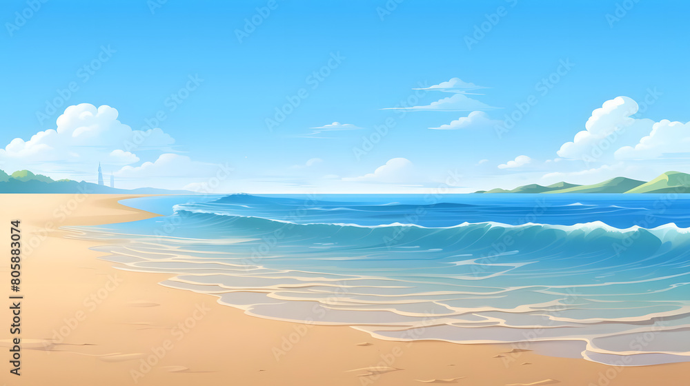 sunlit seashore, relaxing beach background in summer