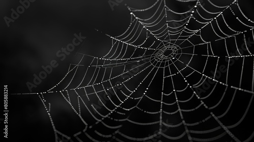 A Dewy Spiderweb in Close-Up