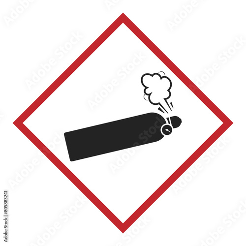 Isolated red rectangle sign of high pressure tank, gas bottle with cartoon style
