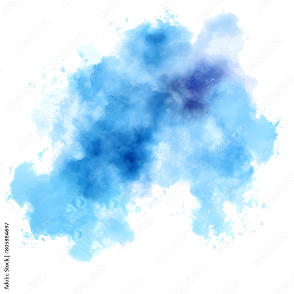 Abstract Cloud/Smoke Design in Blue Watercolor Gradient PNG