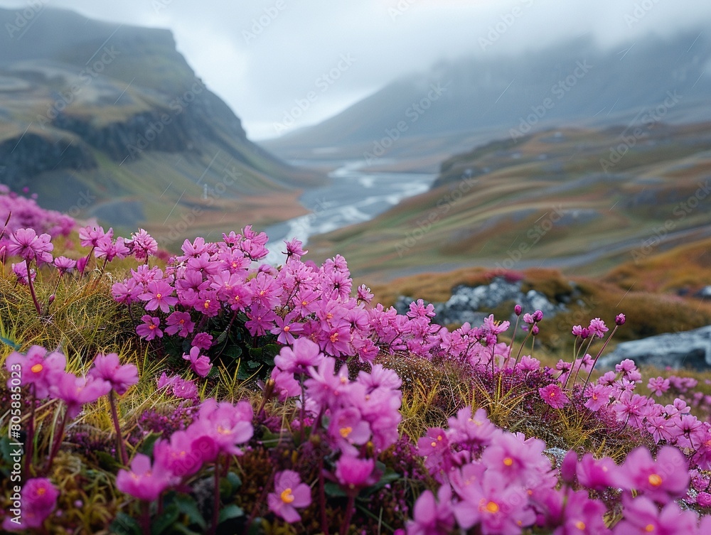 Arealen flowers blooming, a burst of wild Icelandic beauty
