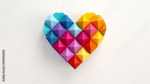  Rainbow Heart Symbol in Vibrant Isometric 3D Design. 