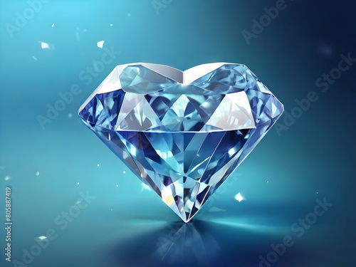 diamond on blue background shiny, wealth, white, gems,Ai generated  © Quranmeri
