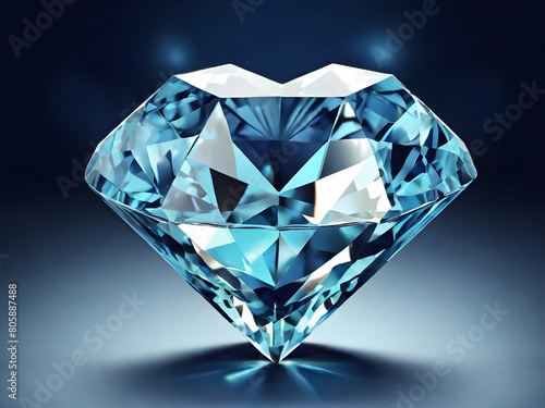 diamond on black background isolated  blue  precious  white  gemstone  gift Ai generated 