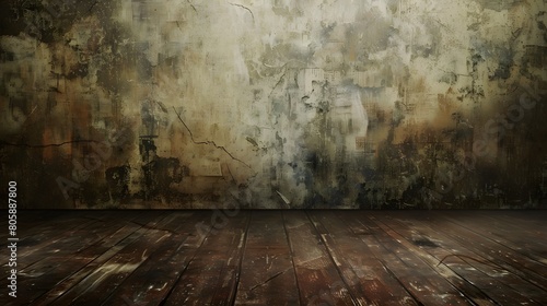 Weathered Textured Wall with Wooden Flooring